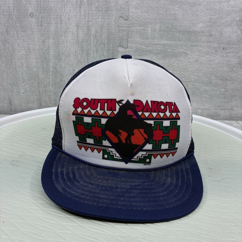 Vintage‎ South Dakota Trucker Hat Cap Snapback Aztec National Park Native USA